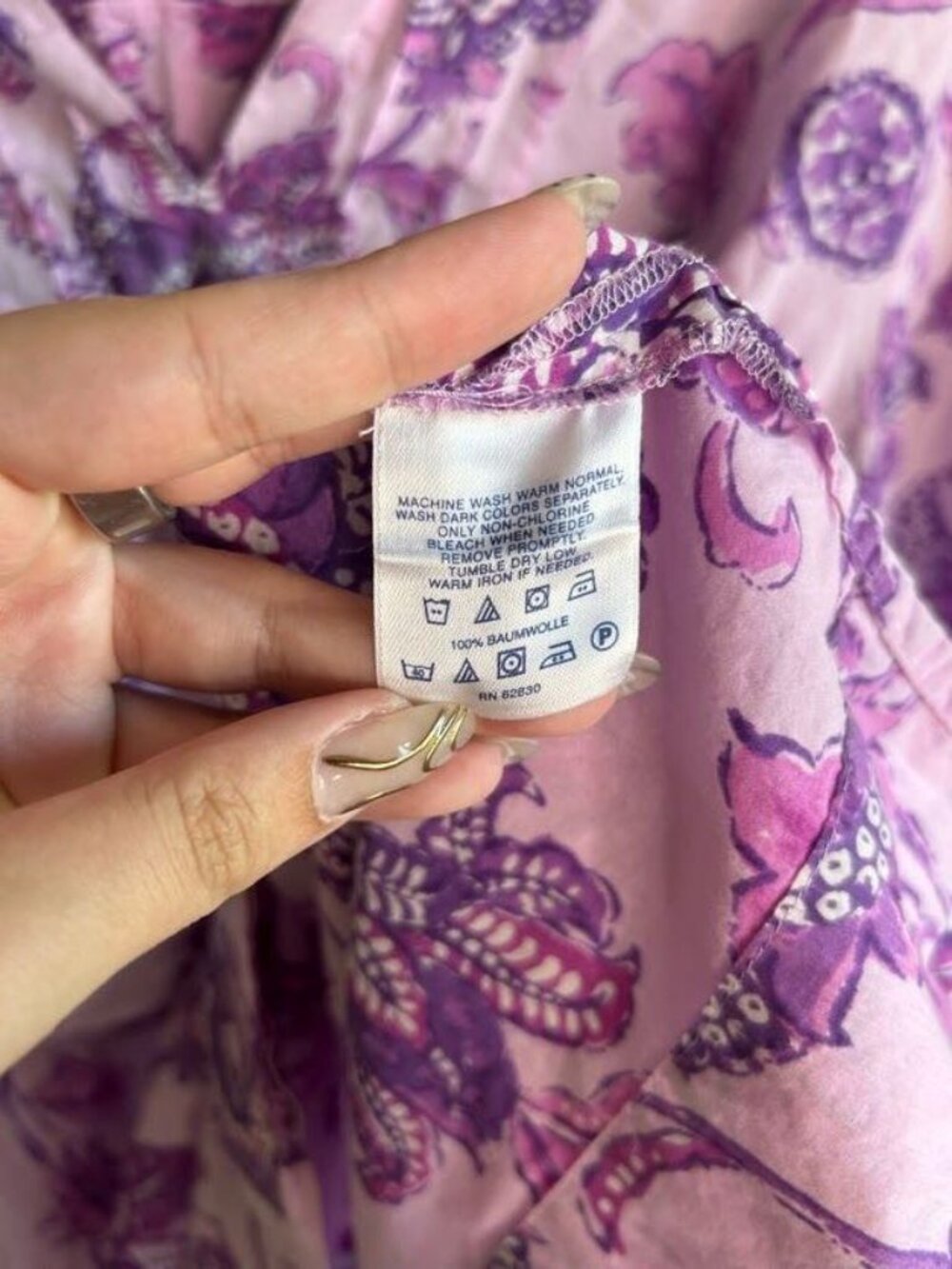 Lands End Top Womens 2X Popover Purple Floral Lightweight Cotton Pintuck Pleat - Picture 7 of 10